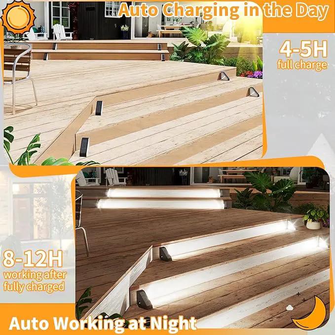 KINKAI 12 Pack Solar Stair Lights, Outdoor Step Light Waterproof Deck Lighting for Outside Garden Front Door Porch Yard Patio Decor (White Light) by GreenHaven Gardens