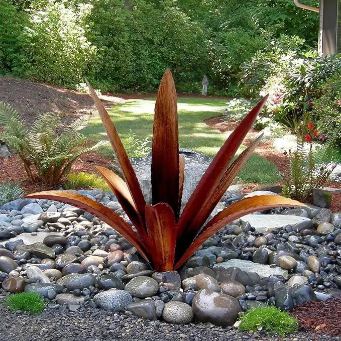 DIY Metal Agave Plant Art Yard Tequila Art Sculpture, Tequila Rustic Garden Sculpture Statue Outdoor Decor,Agave Metal Plants for Yard, Garden Lawn Ornaments (9 Leaves -Yellow) by GreenHaven Gardens