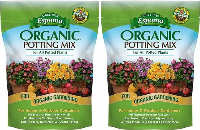 Espoma Organic Potting Soil Mix - All Natural Potting Mix For All Indoor & Outdoor Containers Including Herbs & Vegetables. For Organic Gardening, 8qt. bag. Pack of 2 by GreenHaven Gardens