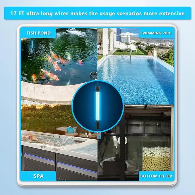 32W Aquarium UV Light for 100-2000 Gallon, UV Pond Water Clarifier for Koi Pond, Swimming Pool, Spa, Large Fish Tank, Cold Plunge UV Light for Pond Algae Control by GreenHaven Gardens