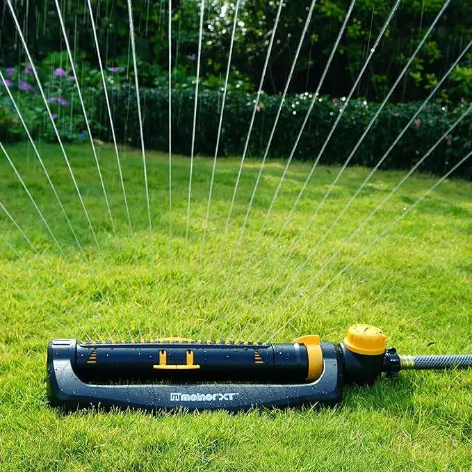 Melnor 65133AMZ XT Turbo Oscillating Sprinkler W/Timer, 4,500 sq. ft., Quick Connect Bundle, 2-Way Adjustable, Black, Yellow by GreenHaven Gardens