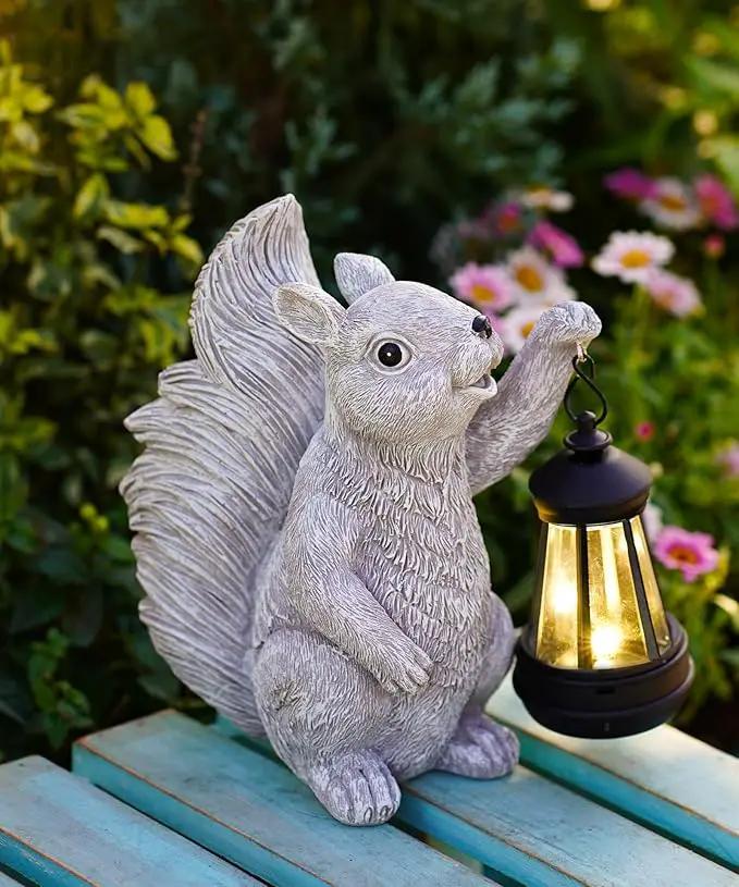 Solar Squirrel Statues for Garden Decor: Outdoor Figurines Sculpture with Lantern for Yard Art Lawn Patio Balcony - Gifts for Mom Grandma by GreenHaven Gardens