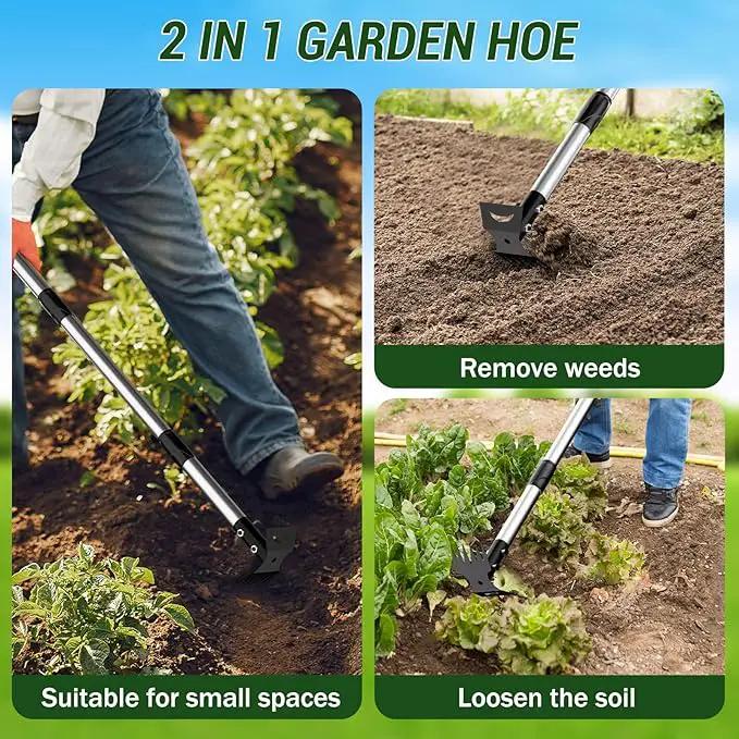 Long Handle Weed Puller Tool – 2-in-1 Handle Garden Hoe and Weed Rake, Hoe Garden Tool for Home Gardens, Lawns, and Yards by GreenHaven Gardens