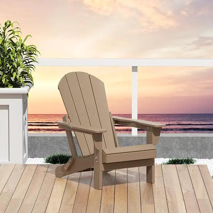 Westin Outdoors Laguna WO Home Outdoor Adirondack Folding Chair Lounger Seat Traditional Retro Home Furniture for Beach, Balcony, Backyard, Lawn, Patio, Pool, Deck, Garden (Weathered Wood) by GreenHaven Gardens