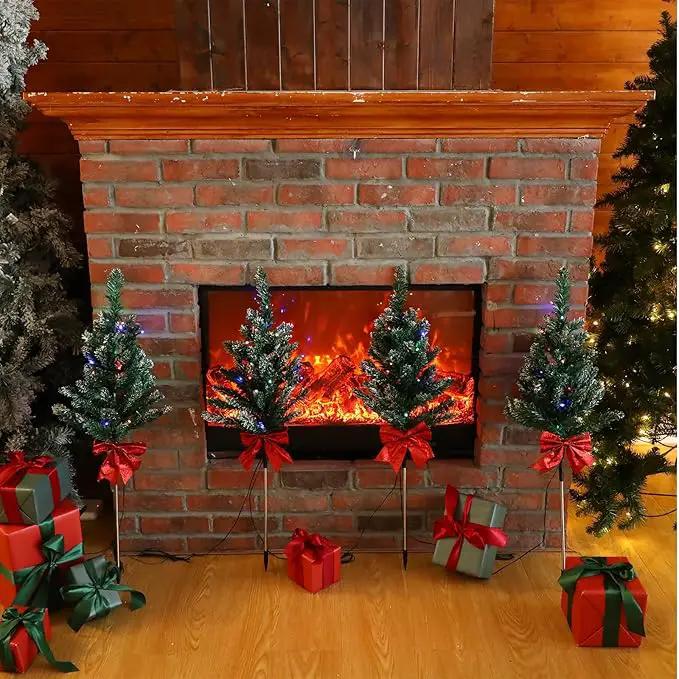 VIHOSE 8 Pcs Solar Christmas Trees Garden Stake Lights Outdoor Xmas Pathway Lights with Decorative Bows Solar Powered Pre-lit Christmas Tree Decor for Outdoor Winter Garden Patio by GreenHaven Gardens