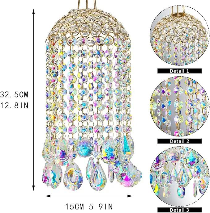 Crystal Chandelier Wind Chimes Suncatcher Pendant, Aurora Light Catcher for Window Indoor Outdoor Ornament, Gift for Mothers Day Christmas Day by GreenHaven Gardens