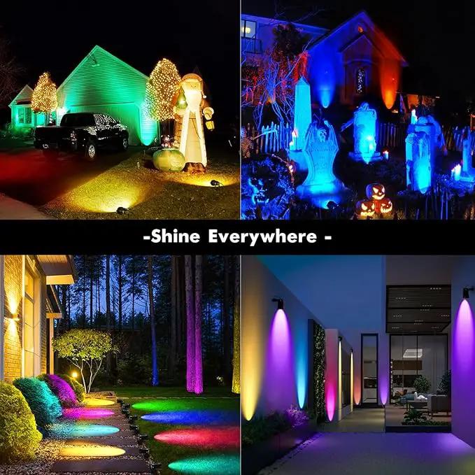 LemonBest Landscape Lighting - 6W RGB Color Changing Halloween Landscape Lights 120V Christmas Outdoor LED Spotlight with Remote Control Waterproof Spot Lights for Yard Garden Patio Driveway (4 Pack) by GreenHaven Gardens