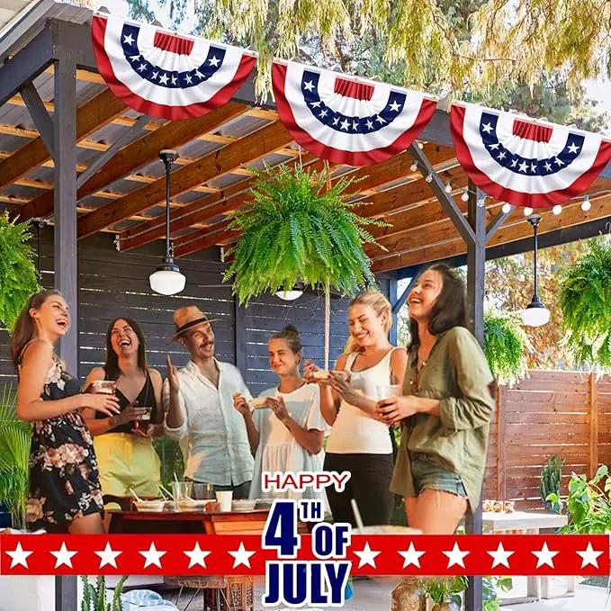 4 Pack USA Pleated Bunting Fan Flags, 1.5x3 Ft Patriotic Half Fan Banner American Flag Decoration Bunting for Outside Red White and Blue Decor Independence Day Memorial Day 4th of july Decorations by GreenHaven Gardens