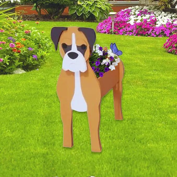 Boxer Dog Planter Plant Pots,Cute Garden Dog Flower Planter,Dog Planters Birthday Gifts for Women,Office,Indoor/Outdoor Decor（9.45 * 8.54 * 13.23in） by GreenHaven Gardens
