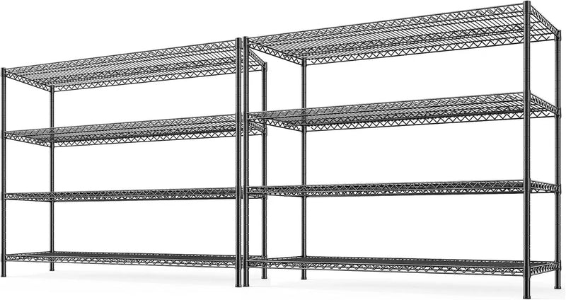 REIBII 2560LBS Storage Shelves 55.5"W Metal Shelving Unit 4 Tier Wire Shelving Commercial Adjustable Garage Shelving Heavy Duty for Storage Rack for Pantry, Garage, Kitchen,55.5"W x 18"D x 55.5"H,2PCS by GreenHaven Gardens