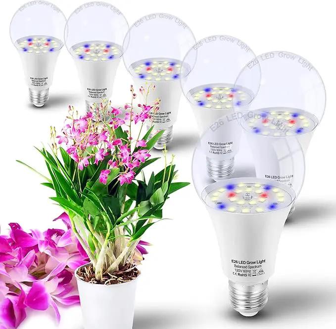 E26 A19 LED Plant Grow Light Bulbs Indoor Plants Full Spectrum,LED Sun Light Bulbs Plant Growing 100W Equivalent with Balanced Spectrum 5000K Red Blue Yellow for Seeds Greens Flower Fruit Garden,6Pack by GreenHaven Gardens