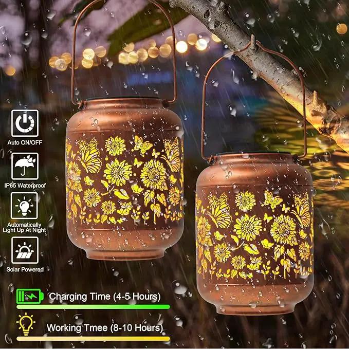 Birthday Gifts for Women Mom Grandma Solar Lanterns Outdoor Waterproof Butterfly Garden Decor Hanging Metal Lights Outside for Yard,Patio,Backyard,Porch by GreenHaven Gardens