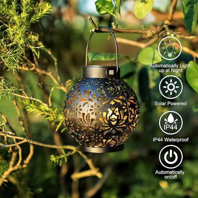 2 Pack Outdoor Solar Hanging Lantern Lights Decorative Christmas Light for Garden Patio Courtyard Lawn and Tabletop. Unique Gifts for Women Gardening. by GreenHaven Gardens