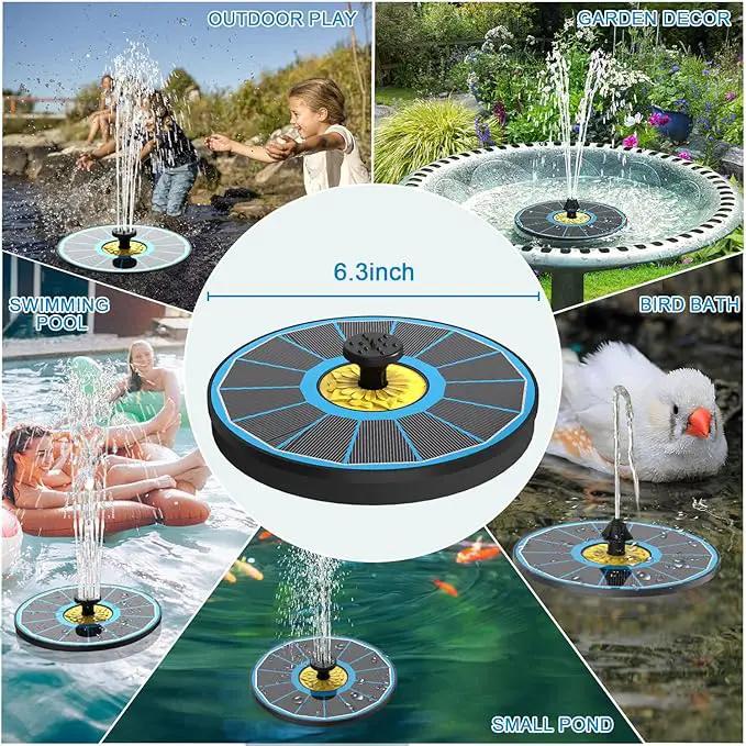 Solar Fountain for Bird Bath, 3.5W Upgraded Solar Bird Bath Fountain with 4 Fixed Pipes 7 Nozzles No Battery, Solar Fountain Pump for Bird Bath Small Ponds Pool Outdoor(Blue) by GreenHaven Gardens