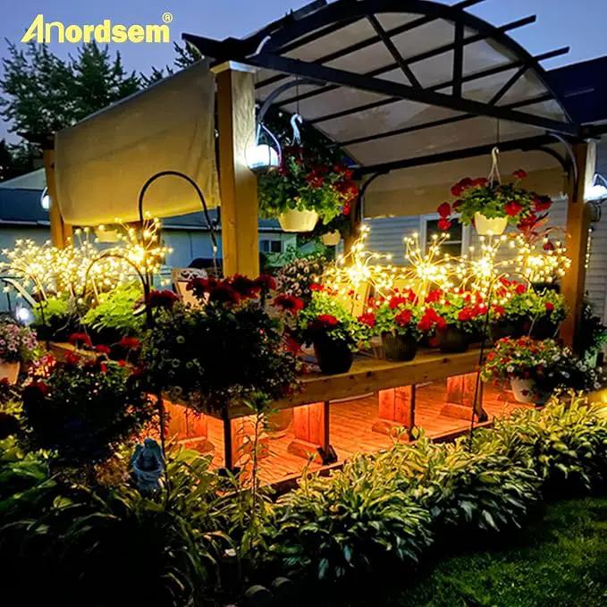 Anordsem Solar Lights Outdoor Waterproof: Garden Light Solar Powered for Yard Outside - Sparkler Fireworks Twinkle Lighting Patio Decor 4 Pack - LED Starburst Gardening Gifts for Women Gardener by GreenHaven Gardens