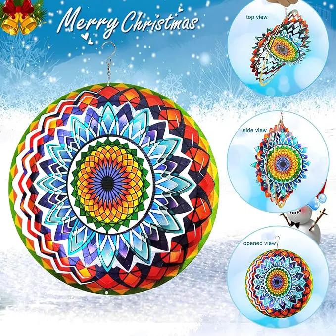 FONMY Wind Spinner Mandala Sun Flower 12 inches – 3D Stainless Steel – Laser Cut Metal Art Geometric Pattern - Hanging Wind Spinner, Kinetic Yard Art Decorations - Indoor/Outdoor Décor by GreenHaven Gardens