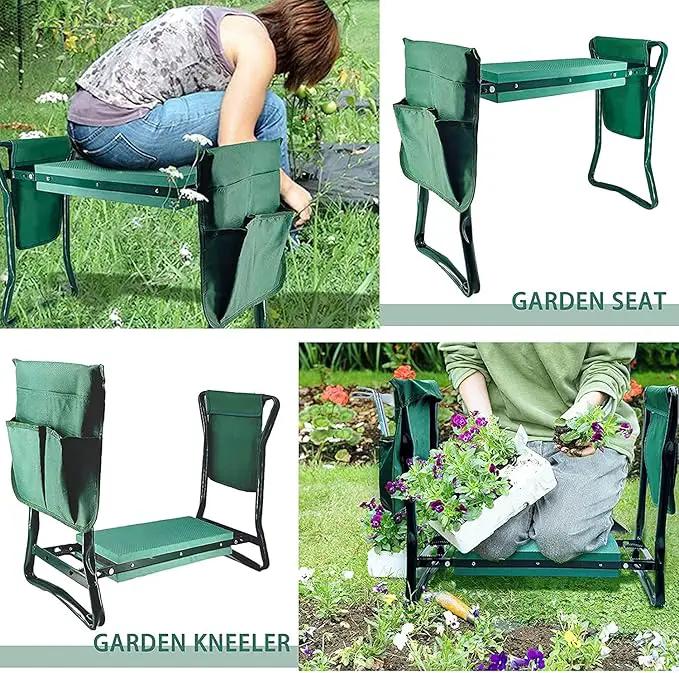 Foldable Garden Kneeler and Seat with 2 Gardening Tool Pouches Multiuse Bench with Soft Kneeling Pad,Gardening Gifts for Women Men Gardener Parent Elders Christmas by GreenHaven Gardens