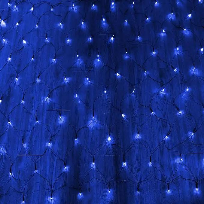 Dazzle Bright Christmas Net Lights, 360 LED 12FT x 5 FT Green Wire Waterproof Connectable String Lights with 8 Modes, Christmas Outdoor Lights for Bushes Garden Party Wedding Holiday Decoration (Blue) by GreenHaven Gardens