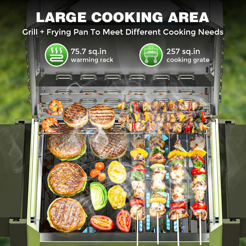 COWSAR 2-Burner Propane Gas Grill with Folding Side Tables,Stainless Steel 16,000 BTU BBQ Grill,Outdoor Grill for Barbecue,Patio,Camping by GreenHaven Gardens