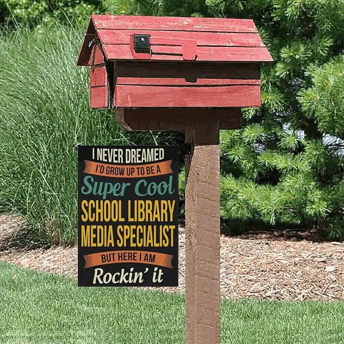School Librarys Medias Specialists Gifts Garden Flag for Outside 12x18 Double Sided Novelty Decorative Flag for Patio by GreenHaven Gardens