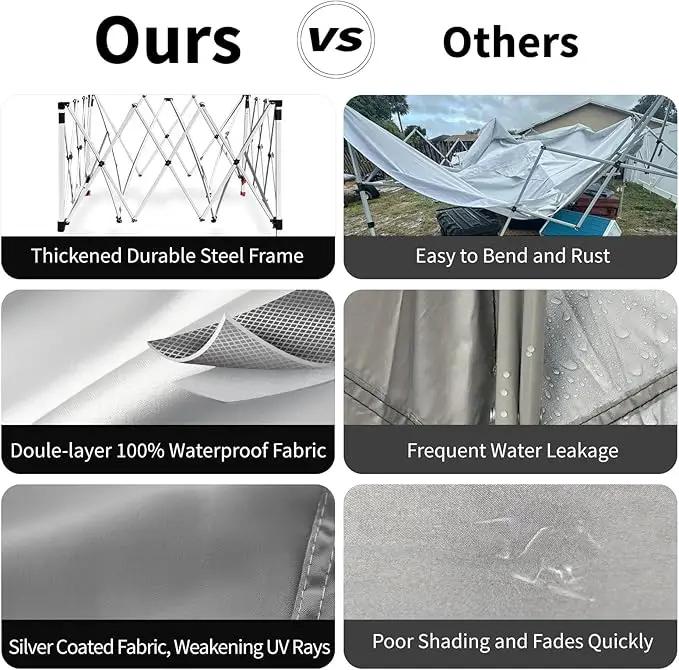 10x10 Pop Up Canopy, 300D Silver Coated Black Fabric Outdoor Gazebo, Beach Tent Slant Legs with Storage Bag,Easy Up Sun Shade Shelter Tents with 8x8 Top Cover for Patio,Party by GreenHaven Gardens