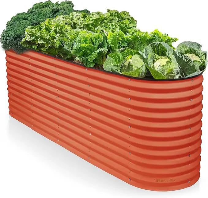 9-in-1 Galvanized Raised Garden Beds Outdoor // 8×2×2.5 ft Modular Planter for Gardening, Vegetables, Flowers // 32" Extra Tall Metal Raised Garden Bed (Orange) // Patented Design Planter Box by GreenHaven Gardens