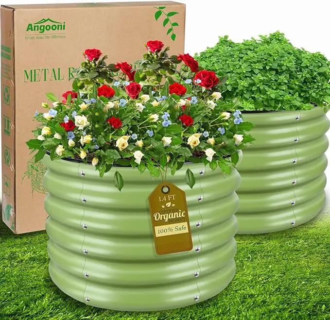 (2 Pack 2x2x1.4ft Galvanized Raised Garden Bed, Deep Metal Garden Bed, Large Raised Garden Beds Outdoor, Raised Beds for Gardening for Vegetables, Flowers, Fruits by GreenHaven Gardens