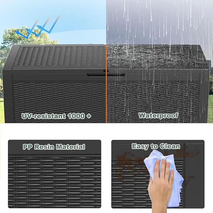 DRATO 100 Gallon Large Deck Box, Outdoor Storage Box for Patio Furniture, Patio Cushions, Gardening Tools, Pool Supplies,660lbs Weight Capacity,Waterproof Resin Storage Boxes by GreenHaven Gardens