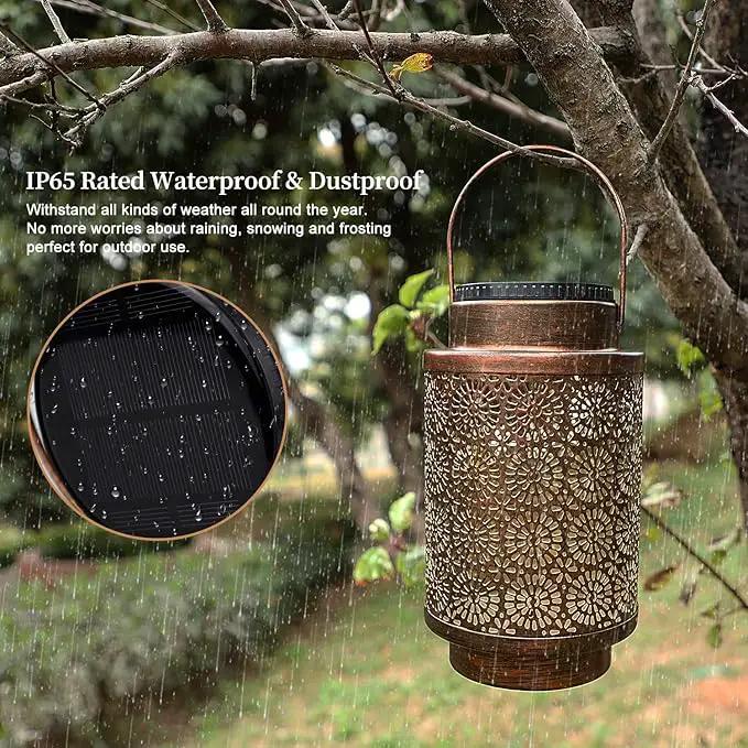 2 Pack Solar Lanterns Outdoor Waterproof, Hanging Led Lantern Garden Decorative, Metal Decorative Garden Lights, Solar Outdoor Lights Decor for Table Patio Garden Yard Pathway, Bronze, T00012 by GreenHaven Gardens