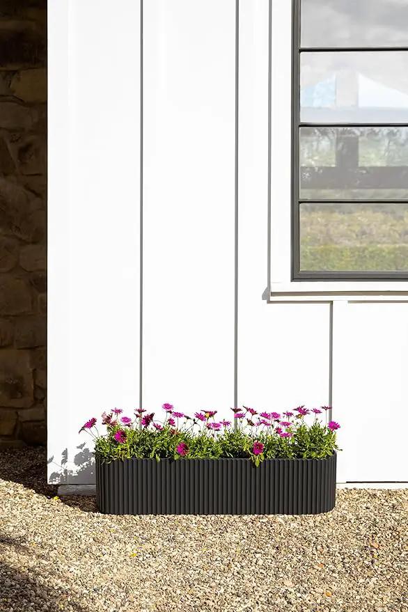 Veradek Demi Series Window Box Planter - Long Planter Box for Windowsill/Balcony | Durable Plastic-Stone Composite Material | Modern Décor for Flowers/Herbs by GreenHaven Gardens
