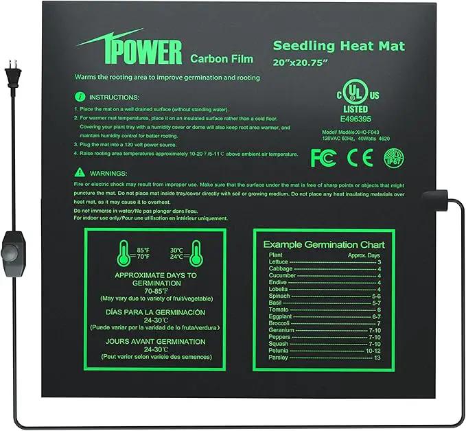 iPower 20"x20.75" Seeding Heat Mat, Adjustable Temperature Waterproof Durable Germination Station, Hydroponic Heating Pad for Indoor Gardening by GreenHaven Gardens