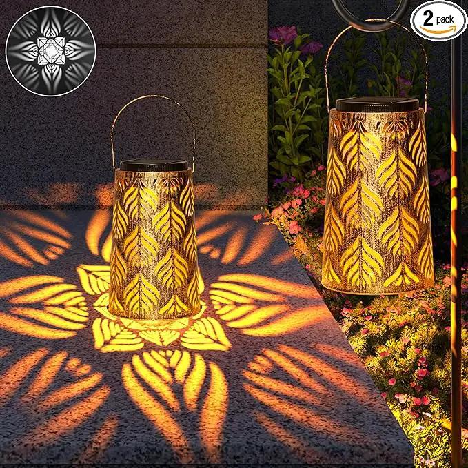JSOT Outdoor Solar Lantern - 2 Pack Solar Outdoor Lights Hanging Lantern Patio Lanterns Decorative for Garden Yard Backyard Front Porch Halloween Christmas Day by GreenHaven Gardens