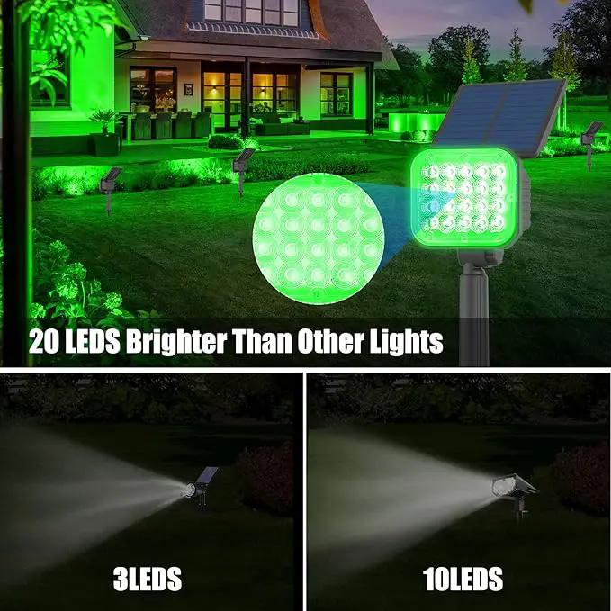 Green Solar Spot Lights Outdoor, St. Patrick's Day Decor Spotlight Waterproof IP65, Adjustable Panel Solar Landscape Spotlights for Tree Yard Halloween Christmas Decor 6 Pack by GreenHaven Gardens