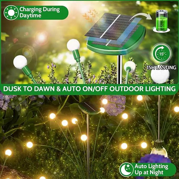 AOSEA Solar Lights Outdoor, Waterproof Fairy Lights Sway by Wind, Firefly Lights for Patio Pathway Outdoor Garden Decor, 4 Pack, Warm White, AOYHG-004 by GreenHaven Gardens