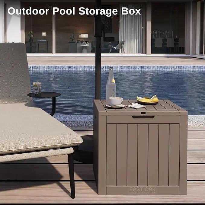 EAST OAK Outdoor Storage Box, 31 Gallon Deck Box, Waterproof Resin Storage Bin for Patio Cushions, Gardening Tools, Accessories, Lockable, UV Resistant, Brown by GreenHaven Gardens