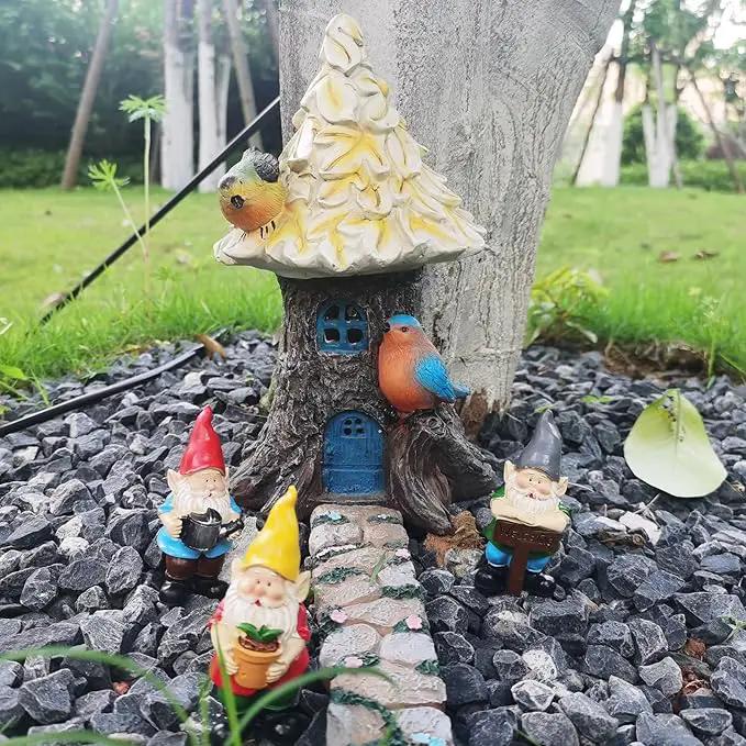 MUAMAX Miniature Gnome Figurines Fairy Gardens Gnomes Accessories Gift for Garden Little Gnomes Small Gnome 3'' by GreenHaven Gardens