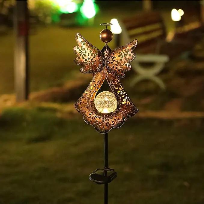 Solar Garden Stake Lights – Metal Angel Solar Warm White LEDs Stake Light Memorial Gift - Solar Angel Lights Perfect as Angel Remembrance Gifts & Sympathy Gifts by GreenHaven Gardens