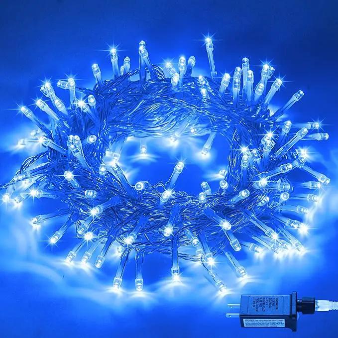 JMEXSUSS Connectable 100 LED Blue Christmas Lights Clear Wire, 8 Modes Blue Christmas Tree Lights Indoor Outdoor Plug in, 33ft Fairy String Lights for Christmas Tree, Xmas, Party, Garden by GreenHaven Gardens