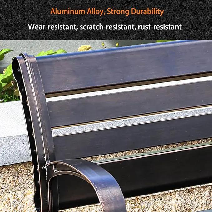 Outdoor Bench Chair Cast Aluminum Garden Bench Patio Bench All-Weather Park Bench for Backyard Porch Lawn (150cm Armless Park Bench) by GreenHaven Gardens