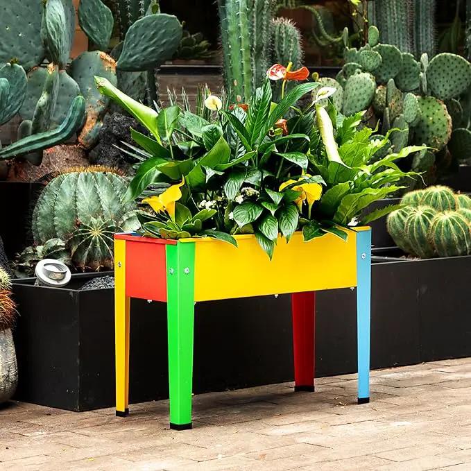 Raised Garden Bed With Legs, Galvanized Planter Box for Herbs and Vegetables (Multi-Colored) by GreenHaven Gardens