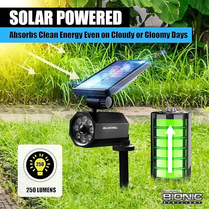 Bell+Howell Bionic Spotlight LED Solar Lights Solar-Powered Spot Light with 25 Feet Motion Sensor Outdoor Waterproof Frost Resistant Yard Outdoor Lighting As Seen On TV (Original, Set of 2) by GreenHaven Gardens