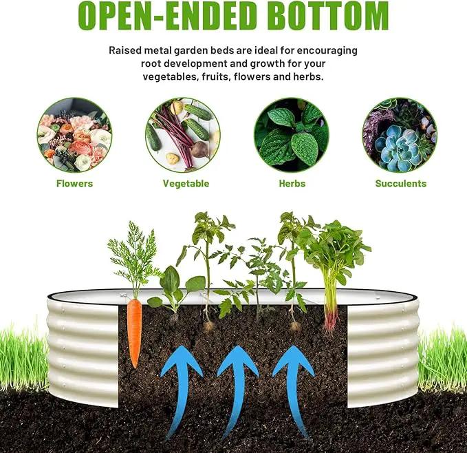 SnugNiture Galvanized Raised Garden Bed, 8x4x1.5ft Oval Metal Planter Box for Planting Outdoor Plants Vegetables by GreenHaven Gardens