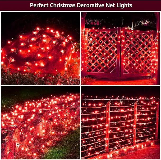 Led Christmas Net Lights Outdoor Christmas Decorations 120Led 6Ftx4Ft Connectable Waterptoof Mesh Net Lights for Trees Bushes Wedding Garden Outdoor Christmas Decorations (Red) by GreenHaven Gardens