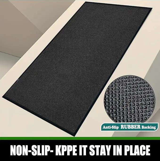 Commercial Grade Entrance Mat 4x6Ft Brush Step Entrance Rug with Striped Pattern&Rubber Border Indoor Outdoor Low Profile Rubber Entry Carpet Mat for Hallway,Home,High Traffic Area by GreenHaven Gardens