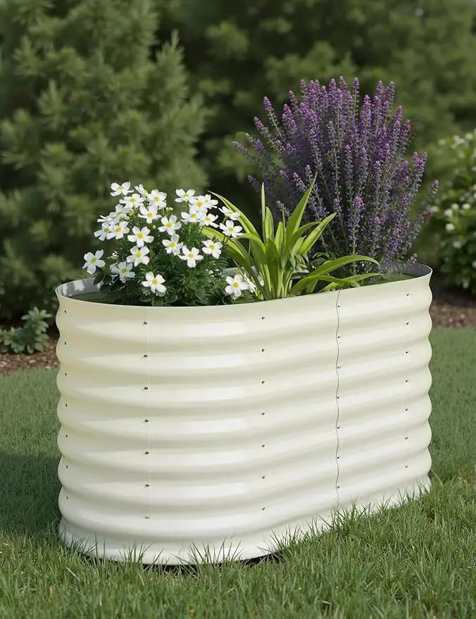 4x2x2 ft Raised Garden Bed,Galvanized Raised Planter Boxes Outdoor with Easy Assembly, Large Garden Bed for Vegetables, Fruits, Flower,Raised Garden Bed,Beige by GreenHaven Gardens
