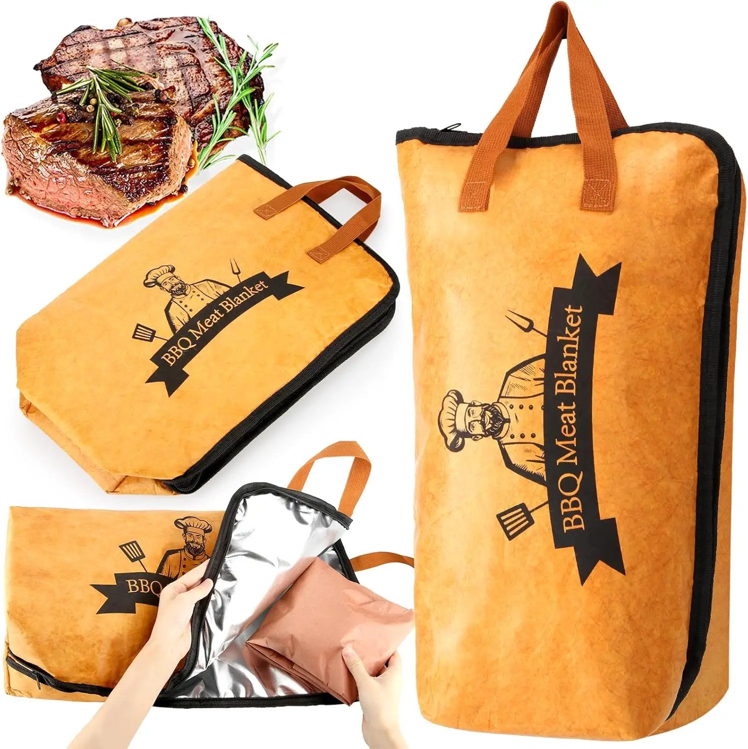 BBQ Blanket for Resting Meat,Smoker Meat Resting Blanket, Reusable Smoker Grilling Meat Insulated Resting Bag with Wide Mouth for Large Brisket/Beef/Pork Shoulders/Turkeys (BBQ Blanket 21in) by GreenHaven Gardens