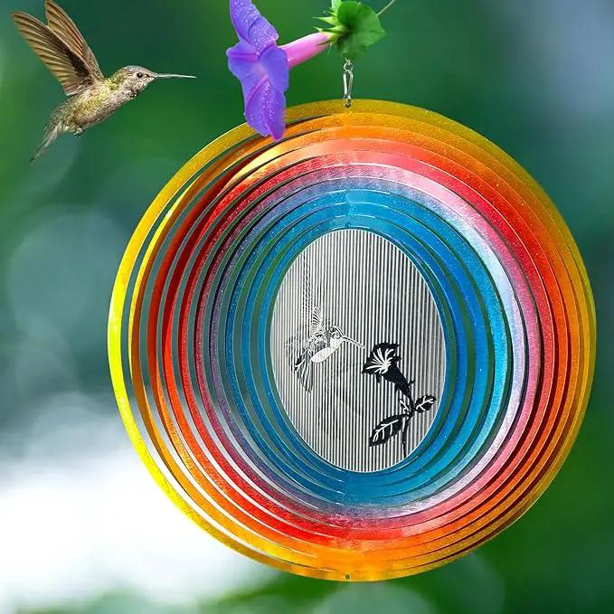 3D Animations Hummingbird Wind Spinner for Yard and Garden,12In Metal Wind Spinners Hummingbird Gift for Women Mom Grandma Wife,Outdoor Garden Decor Hanging Kinetic Yard Art Wind Sculpture by GreenHaven Gardens