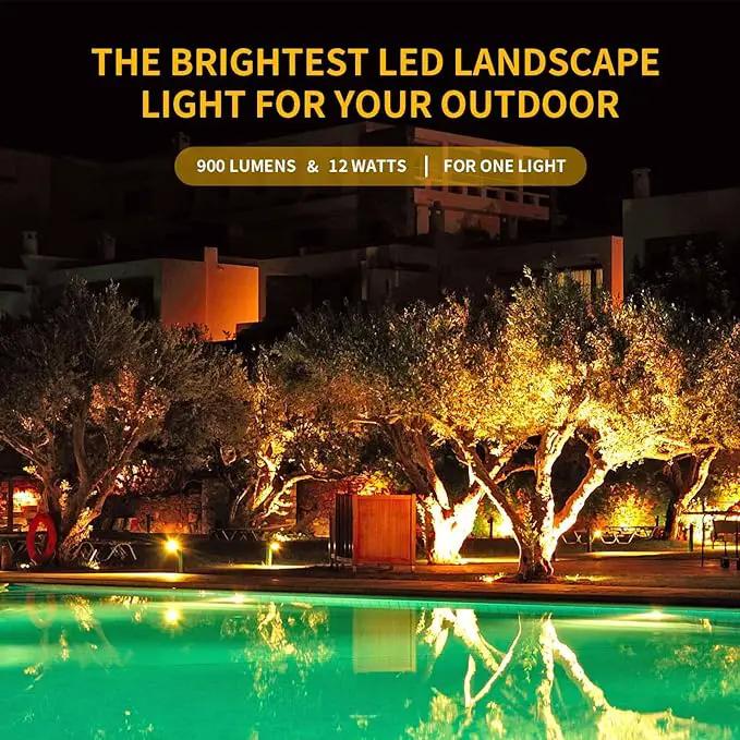 Outdoor Warm White Spot Lights, 3000K Landscape SpotLights, 12W IP65 Waterproof Garden Lights, Metal Case COB Lighting with Spiked Stand for Lawn Decorative Lamp (6 Pack) by GreenHaven Gardens