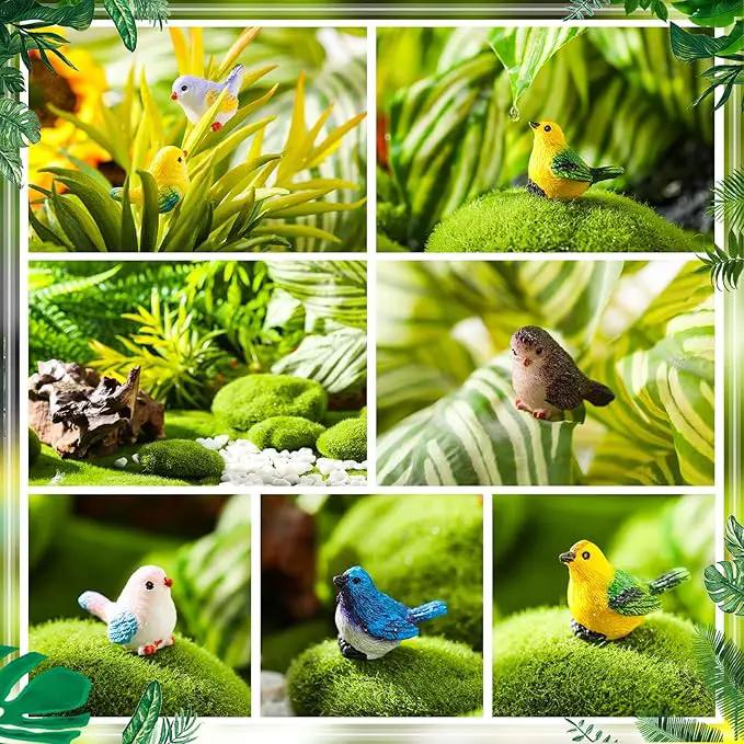 Wenqik 100 Pcs Mini Resin Bird Figurines Miniature Small Birds Figurines Realistic Animal for Fairy Terrarium Craft Garden Accessories Home Ornament Micro Landscape Birthday Cake Toppers Decor by GreenHaven Gardens