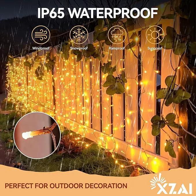 XZAI Solar Icicle String Lights 800LED 50FT Warm White Remote Connectable 2400mAh USB Rechargeable 8 Modes Timer Dimmable IP65 Waterproof Twinkle for Outdoor Christmas & Wedding & Party Decors by GreenHaven Gardens